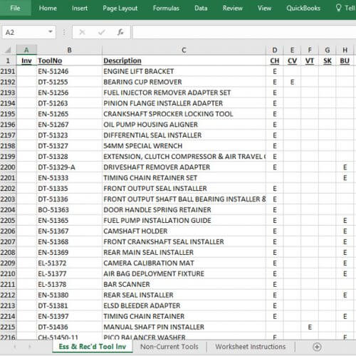 J-38780-LST - Essential/Recommended Tool List